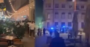 Navijaški izgredi v središču Maribora: bakle, razbijanje lokalov in avtomobilov, ter posredovanje policije (VIDEO)