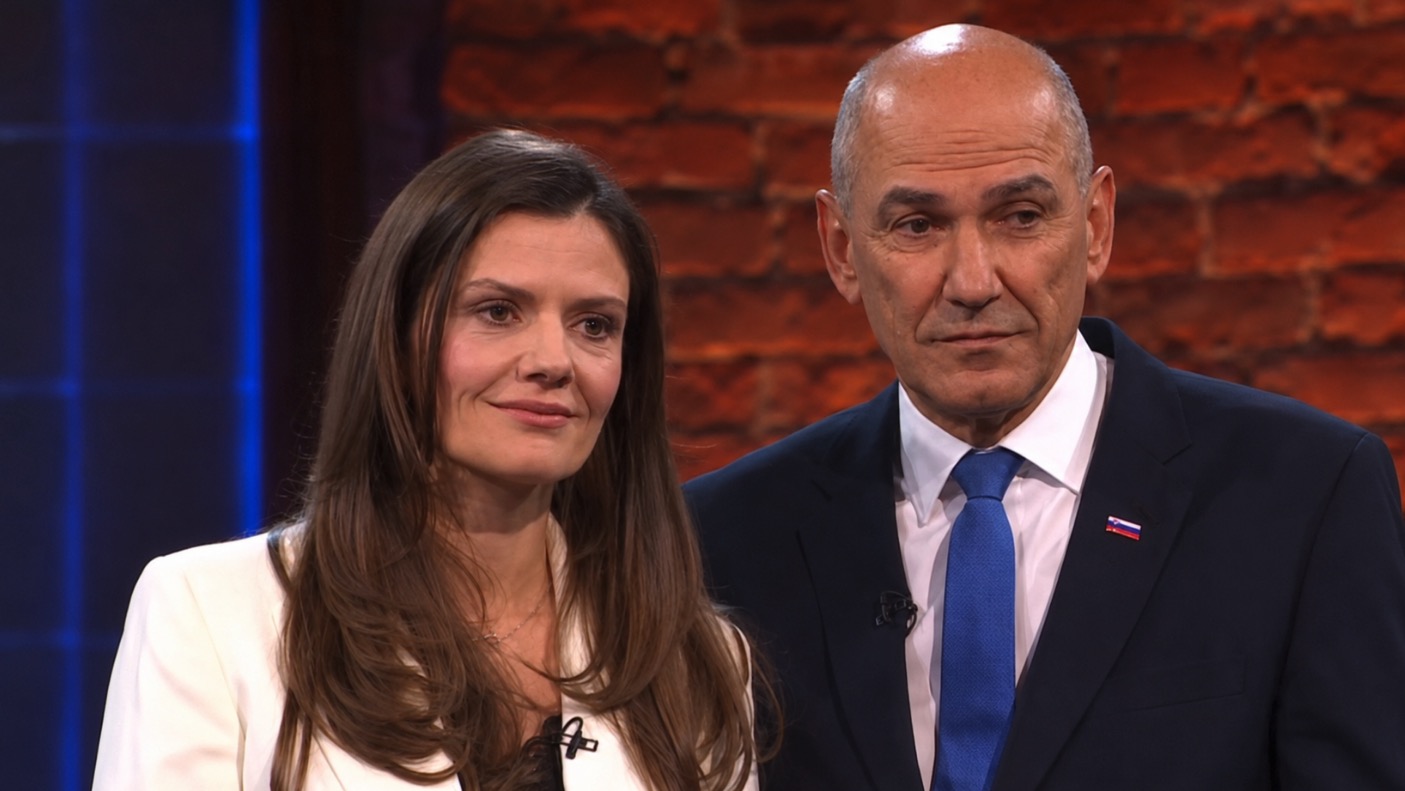 Urška Bačovnik Janša in Janez Janša | FOTO: POP TV posnetek zaslona