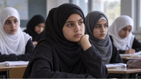 Naši sosedje HUDO udarili po muslimanskih deklicah: Globe visoke, konec naglavnih rut! Muslimanske deklica | FOTO: Pokukaj24.si / DALL·E