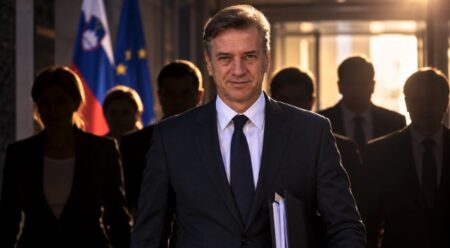 Robert Golob in vlada v senci | Pokukaj24.si / DALL·E