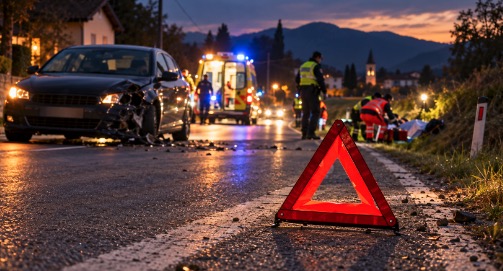 TRAGIČNO PRI AJDOVŠČINI: 23-letnik z avtom zbil pešca, ki je hodil ob robu ceste – umrl je na kraju